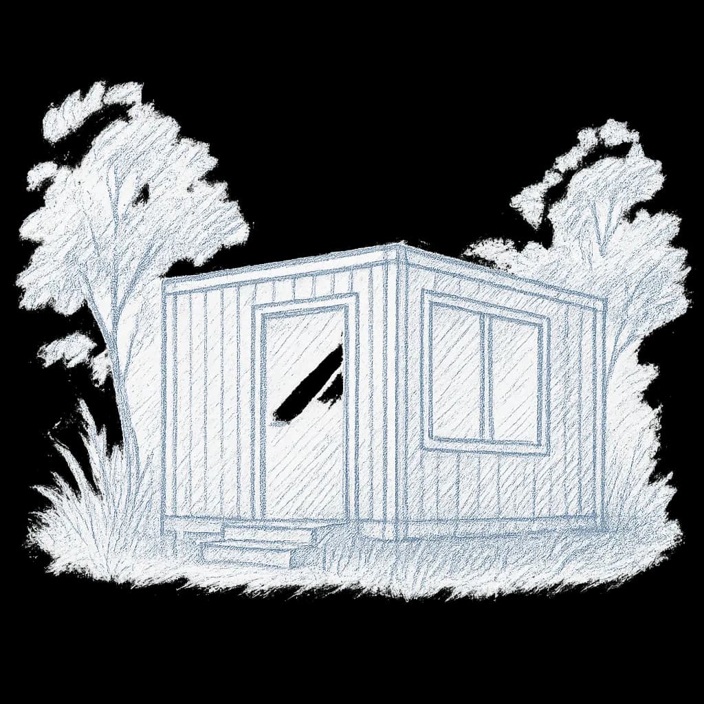 Eine Zechnung von gestapelten Containern, die als Bürocontainer dienen.